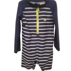 Carter's Blue and White One Piece Swimwear with Neon Zipper